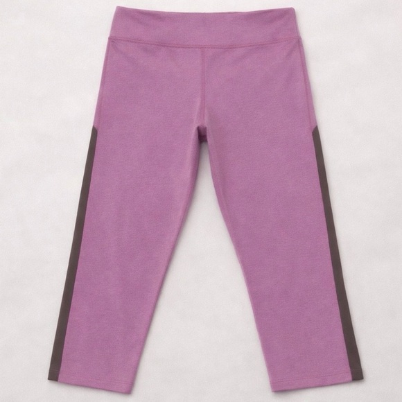 ASICS Cropped Mesh Panel Leggings Purple Gray Mid-Rise NWOT Size M - Picture 2 of 4